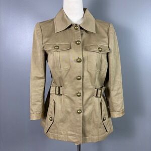 Alberta Ferretti Blazer Jacket Womens 6 Linen Blend Utility Safari Quiet Luxury